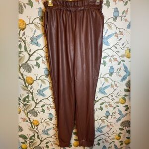 Jolie & Joy Faux Leather Pants | Brown | Size M